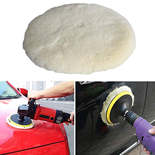 Polishing Pad Buffing Pads Kit 2PCS 6 Inch Polishing Buffer 100% Natural Wool Car Auto Hook and Loop Polishing Pads, Used with Rotary and Random Orbit Sander/Polisher For Car Glass Stone Ceramic etc