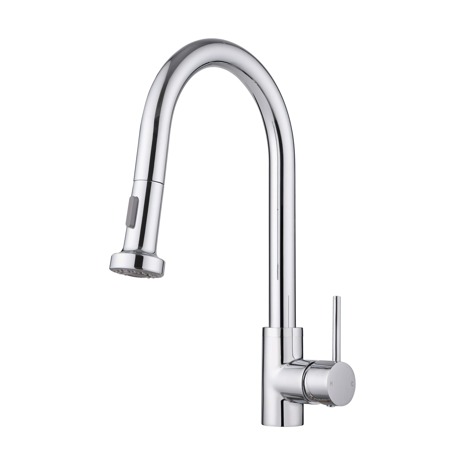 JASSFERRY Pull Out Kitchen Mixer Tap Chrome 360-degree Swivel Spout Pull Down Sprayer Single Handle High Arc Sink Rinse Brass Faucet