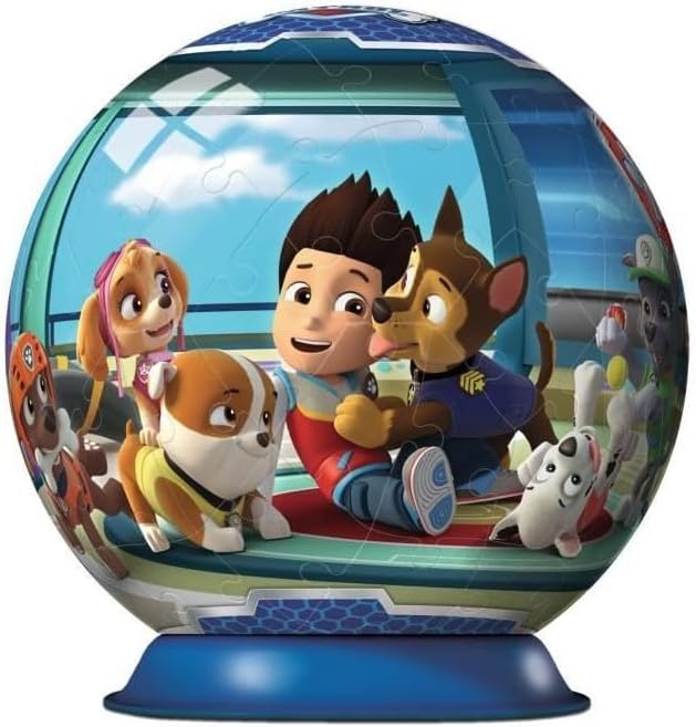 - Puzzle 3D Ball - Pat'Patrouille - A partir de 6 Ans - 72 pièces numérotées à Assembler sans Colle - Support Inclus - Diamètre : 13 cm - 12186