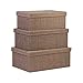 Creative Scents Storage Box Set, 3-Pcs (Sand Dunes) Decorative White Stitching Fabric Lidded Shelf-Storage Closet Organizer Box-Basket - Stylish Decor Fits in Any Room - Large/Medium/Small Sizes
