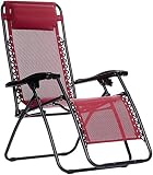 AmazonBasics Outdoor Zero Gravity Lounge Folding Chair, Burgundy