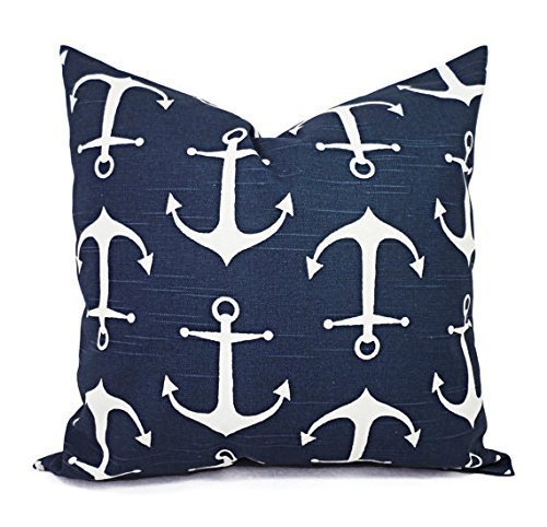 Blue Pillows Navy And White Anchor Nautical Pillow Cover