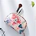 Marble Makeup Bag Travel Cosmetic Case Organizer Portable Large Toiletry Bags with Brushes Holder PU Gold Zipper Make-up Storage Pouch for Women,White (Flowers)