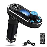 Perbeat Bluetooth FM Transmitter Wireless Receiver Hands free Car Kit Radio Adapter MP3 Player Dual USB Car Charger support SD Card USB Flash Disk for Smart phone, iPhone, iPad,etc (BT66 Black)