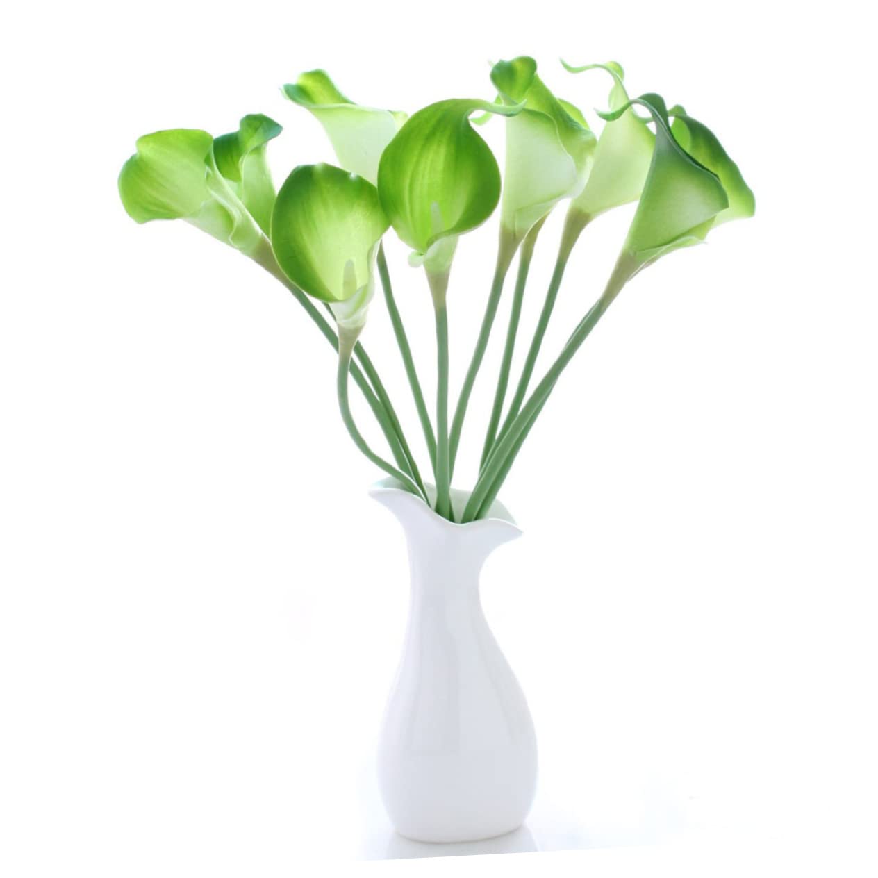 Artibetter Bridal Wedding 10pcs Real Touch Lily Artificial Flower Wedding Bouquets Yellow Decor Green Decor Artificial Green Home Decor Wedding Decor Bridesmaid Emulsion The Flowers