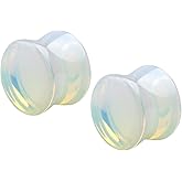 Pierced Owl - Natural Moonstone Double Flared Plug Earrings, Sold as a Pair