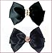 Satin Big Bow Pearl Shoe Clips Shoe Ornaments Shoe Ribbon Charm Accessory (Black)