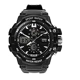J.MarketMen's Multi-function Digital LED watch Electronic Sports Watch 50 Meters Waterproof Luminous Watch (black)