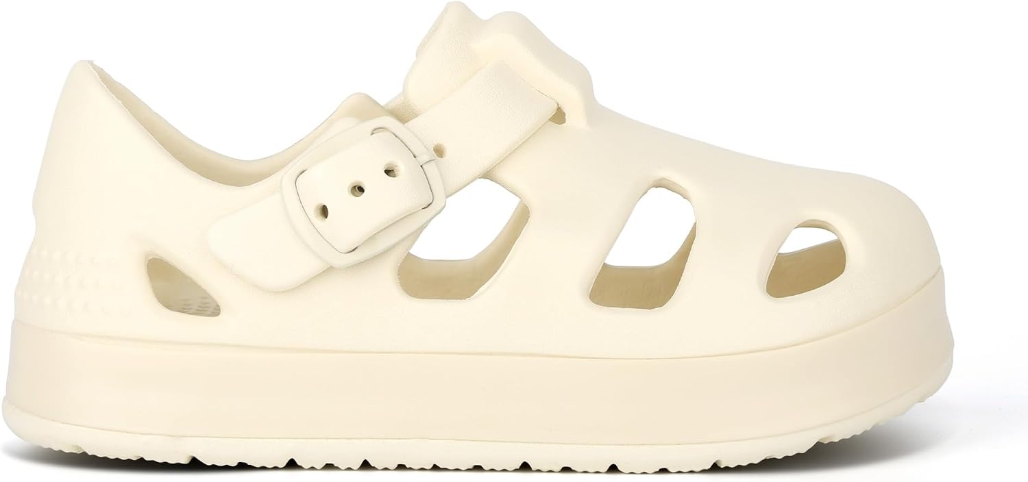 KALEKI Toddler Wide Toe Box Sandals For Boys & Girls,Children's Closed Toe Water Sandal with Adjustable Strap