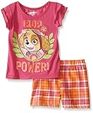 Paw Patrol Little Girls' Toddler 2 Piece Top and Short Set, Pink/Orange, 2T