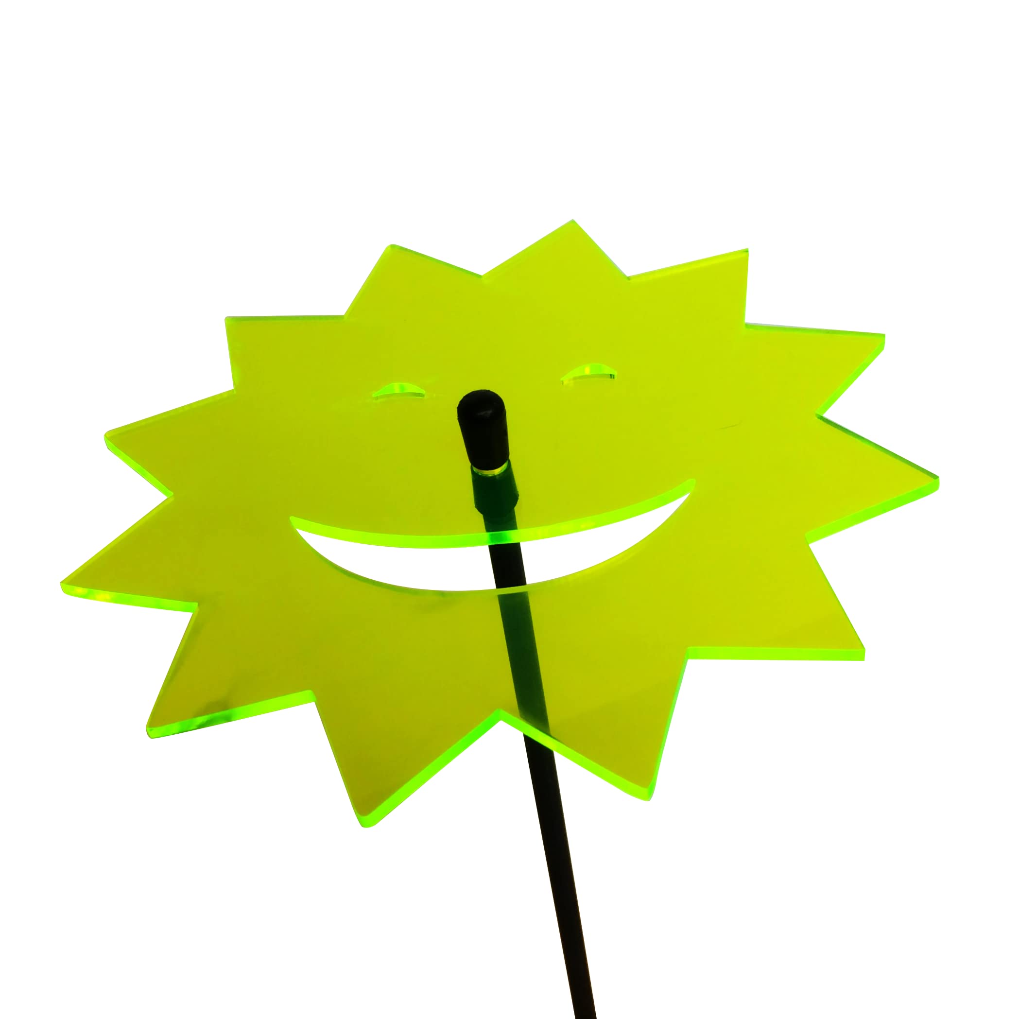SunCatcher Garden Decor Ornament Laughing Sun, Large Decorative Garden Stake, 75cm/29.5'' high Outdoor Yard Accessory, Great Gardeners Gift, Colour:fluorescent Green