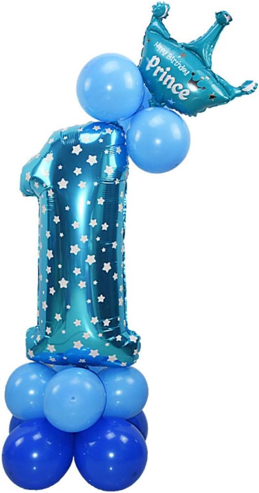 Focalmotors 24Pcs Crown Numbers Balloon 0-9 Birthday Party Decorations,Foil Mylar Big Number Balloon for Birthday Party,Wedding, Bridal Shower Engagement Photo Shoot, Anniversary,32 Inch, Blue 1