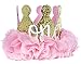Fruzelg Posh Peanut First Birthday Hat ONE Cute Baby Crown Princess Tiara Sparkle Gold Pink Flower Design