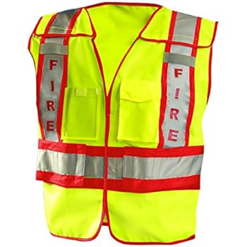 OccuNomix LUX-PSF-YXL/2 Public Safety Fire Vest, XL/2X-Large, Yellow/Red