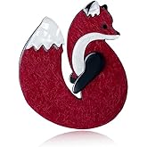 KAWADU Bohemia Safety Pin Handmade Acrylic Fox Brooch For Women Kids Party Statement Bag Jewelry Gift For Kids Friends