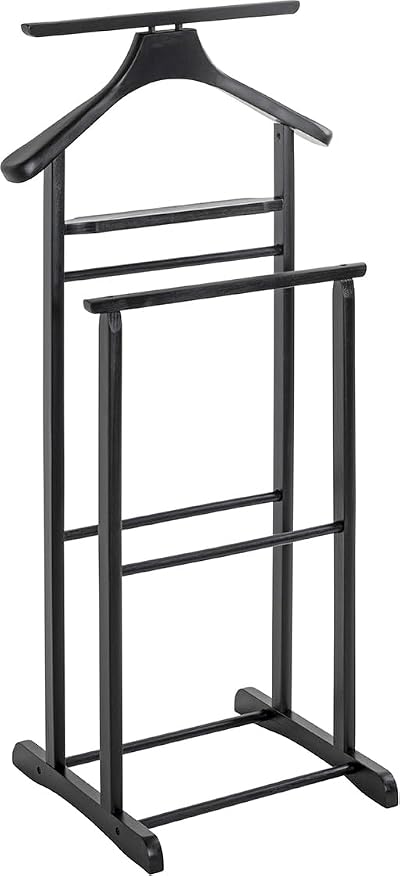 HAKU Valet Stand Black Solid Wood 47 cm W x 102 cm H x 36 cm D Traditional