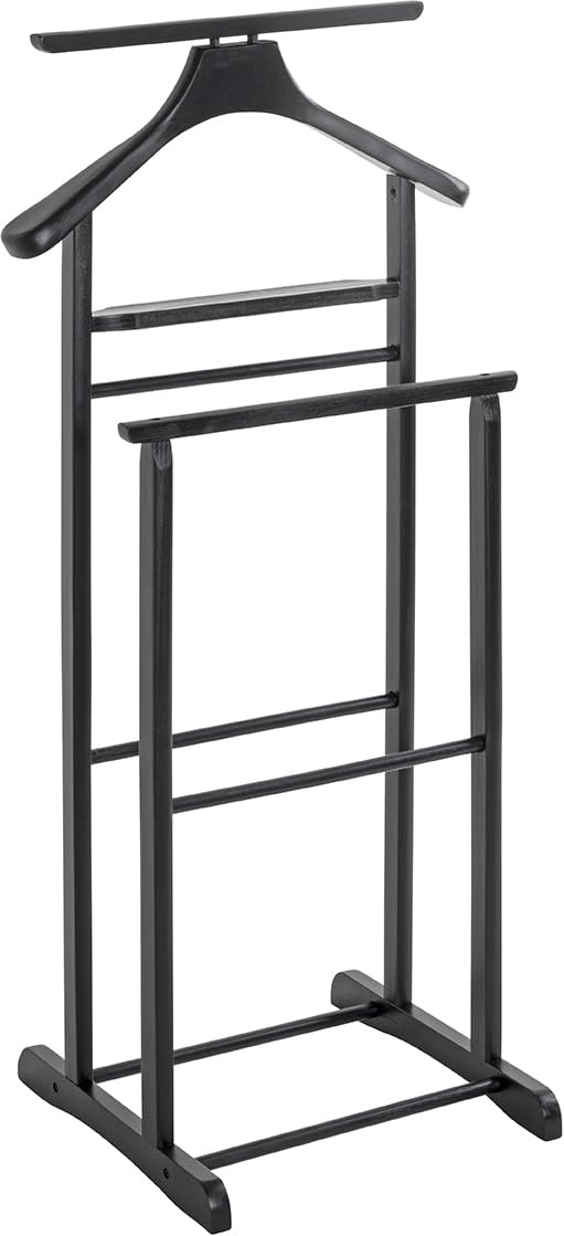 HAKU valet stand, black, solid wood - Dimensions: W 47 x H 102 x D 36 cm, Style: Traditional