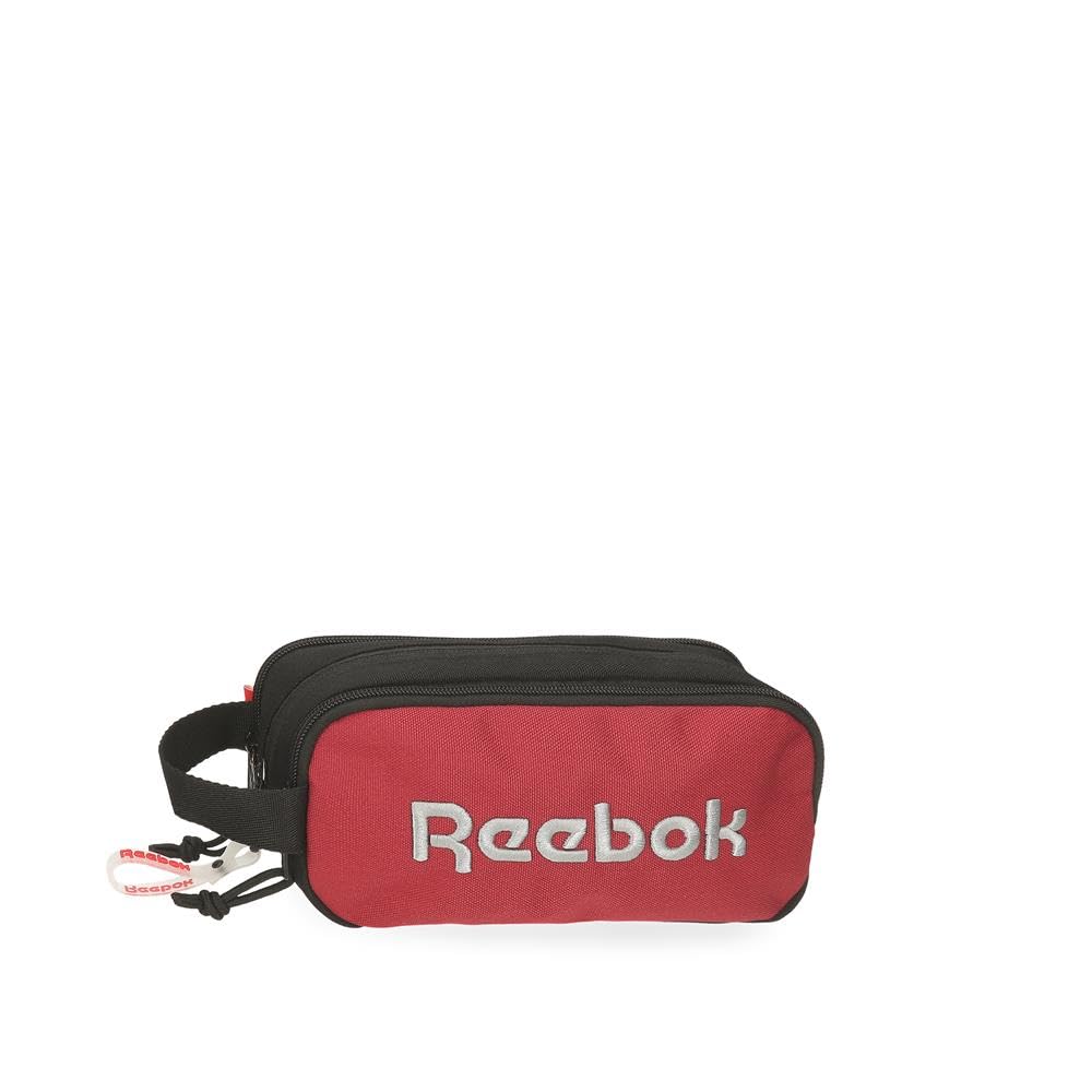 Reebok Portland Black Pencil Case, 3 Compartments, 22 x 10 x 9 cm, Polyester