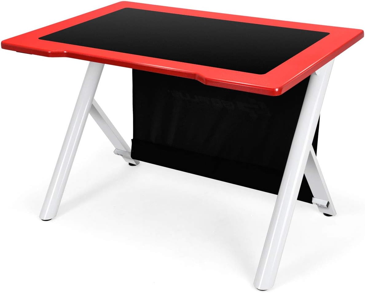 Giantex Gaming Desk, E-Sports Computer Desk Table with Large Ergonomic Surface and Heavy Duty Construction for Home or Office, Gaming PC Desk Table (Red & Black)