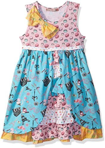 Jelly The Pug Little Girls' Spring in Paris Hannah Dress, Multi, 4