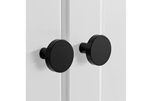 homdiy 6 Pack Round Dresser Knobs Black Cabinet Knobs, Aluminum Alloy Cabinet Door Knobs Matte Black Solid Kitchen Cabinet Kn