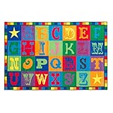 Flagship Carpets CE191-22W Early Blocks Rug, Children's Classroom Educational Carpet, 4'x6', Rectangle