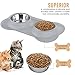 Pawaboo Pet Dog Cat Bowls, Premium Stainless Steel Pet Feeder with Food Grade Bone Shaped Rubber Base, 4.33 Inch Diameter Bowls for Pet Dog Cat Food or Water, Set of 2, Small Size, Gray