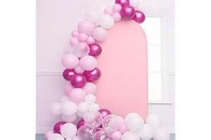 Spandex Fitting 5 FT Pink Arch Covers for Arch Backdrop Stand - JKDMJF Wedding Birthday Party Ceremony Banquet Engagement Photo Studio Decorations Round Top Arch Backdrop Cover