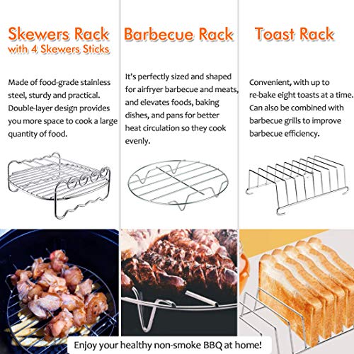 Genround 13pcs XL Air Fryer Accessories with Recipe Book, 8inch