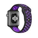 Apple Watch Silicone Replacement Band, Sport Edition by Pantheon,Strap fits the 42mm Apple Watch 1, 2, and Nike edition (Black and Dark Purple, 42mm)