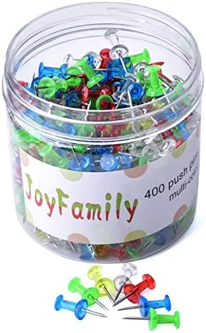 Multi-Colored Push Pins, JoyFamily 400 Count Thumb Tacks Plastic Head with Stainless Point, (Assorted)