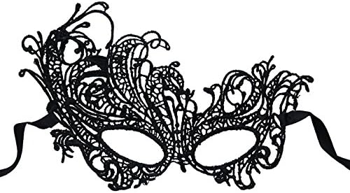 Nati Women's Ten pcs Blemish Phoenix Venetian Masquerade Lace Mask Color Black