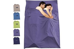 SISROL Sleeping Bag Liner Travel Camping Sheet, Lightweight Portable Sleeping Sheets for Outdoor Travel Backpacking Hiking Picnics Hotels