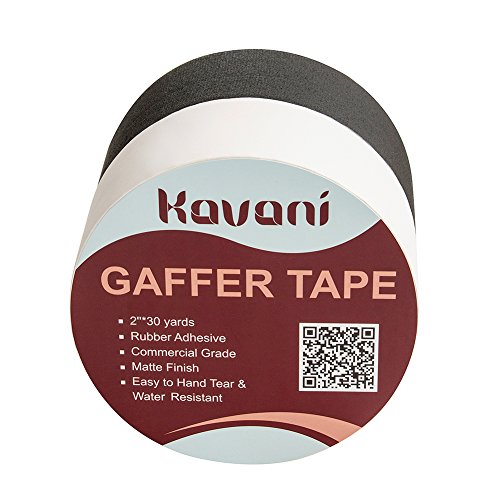 KAVANI Premium Gaffer Tape with Rubber Adhesive 2 Pack of 2inch X 30yards White&Black