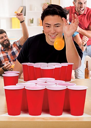 Perfect Life Ideas 30 Pc Beer Pong Set Cool Fun Beer Drinking Party Game to Play for Adults College Students - Includes Cups, Balls, Game Anti Skid Mat More