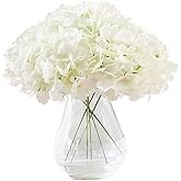 KISLOHUM Hydrangea Silk Flower White 10 Heads Artificial Hydrangea Silk Flowers Head for Wedding Centerpieces Bouquets DIY Floral Decor Home Decoration with Long Stems - White