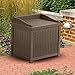 Suncast SSW1201 22 Gallon Resin Wicker Outdoor Storage Deck Box with Seat, Java