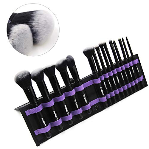 Makeup Brushes Set 15pcs, Luxury Black Cosmetic Brushes Premium Foundation Face Powder Kabuki Brushes With Portable Book Shape Case