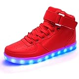 Generic Unisex Red Luminous USB Charging LED Shoes Men & Women High Top Light up Shoes Flashing Sneakers
