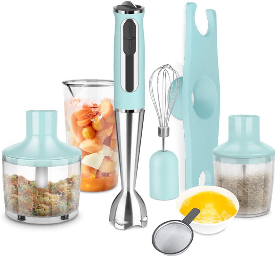 600W 8-Speed Immersion Hand Blender, 5-in-1 Stick Blender with 860ml Chopper bowl, 600ml Container, 450ml Seasoning/Food Grinder,Egg Beater, BPA-Free