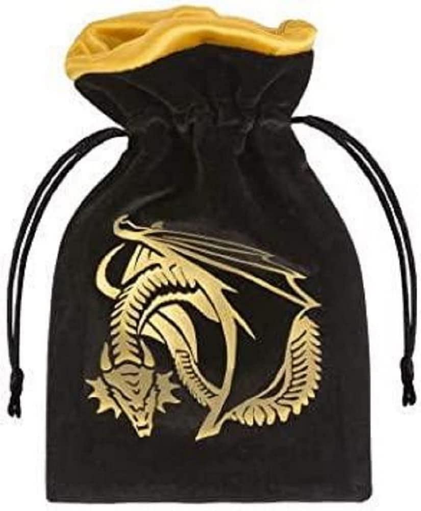 Dragon Black & Golden Velour Dice Bag