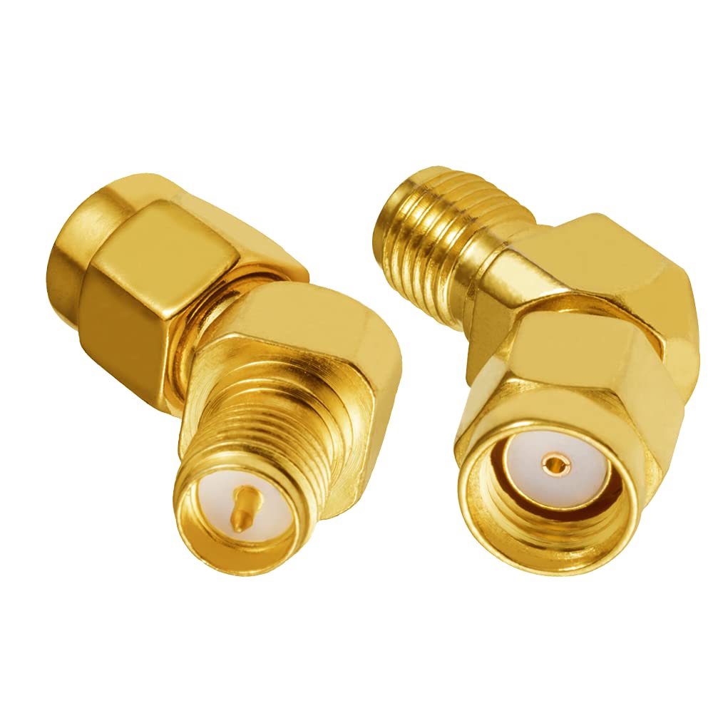 Vecys Wifi Adapter RP-SMA Male to Female Adapter Angle Right 135° RF Adapter for Coax Cable PCI Card Wifi Antenne Router Wireless WLAN Network 3G 4G (2 pcs)