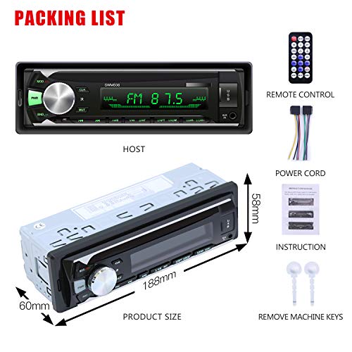 Single Din Car Stereo with Bluetooth, Car Audio Receiver with Source Copy Function, Multicolor Backlight, 1 Din FM Radio MP3 Player Support USB/TF/AUX Handsfree Calling
