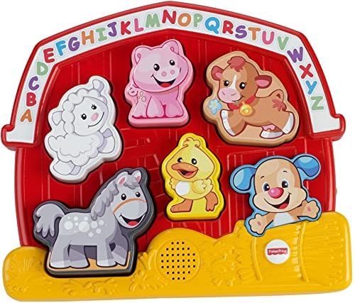 Fisher-Price Laugh & Learn Toddler Shape Sorting Toy Farm Animal Puzzle With Music & Sounds For Ages 1+ Years,Red