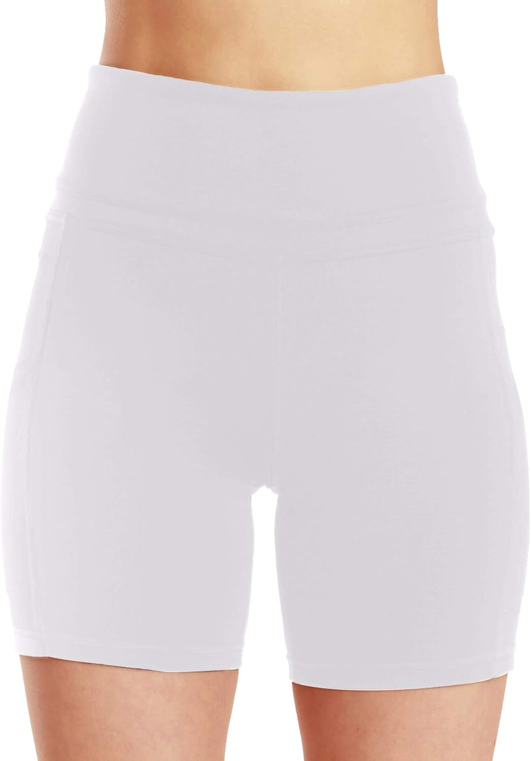 ChinFun Yoga Shorts for Women High Waist Tummy Control 4 Way Stretch Workout Running Shorts Side Pockets: Clothing