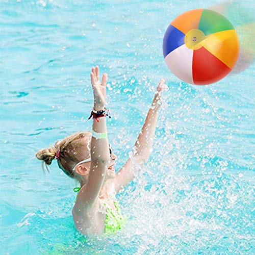 SYSAMA Rainbow Beach Balls Inflatable Colorful Beach Ball Pool Toys Pool Balls for Kids Water Fun Play in Summer 12 Inch 8 Pcs