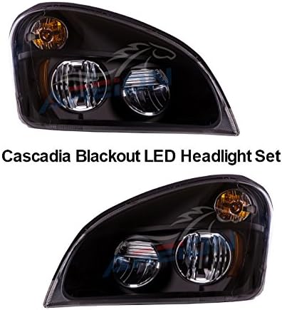 Freightliner Cascadia Full LED Headlight Set | Fits 2008-2017 Truck models | OEM STYLE | Amber Turn Signal | OEM replacement | Areion