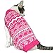 Blueberry Pet 5 Patterns Vintage Tinsel Knit Fair Isle Dog Sweater in Hollywood Cerise, Back Length 12