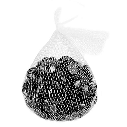 Joyclub Black Flat Marbles, Pebbles, Glass Gems for Vase Fillers, Party Table Scatter, Wedding, Decoration, Aquarium Decor, Crystal Rocks, 1 lbs (Approx 100 pcs)