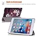 iPad mini 2 Case, iPad mini 3 Case, Hocase PU Leather Folio Smart Case with Unique Flower Design, Auto Sleep Wake Feature, Hard Back Cover for iPad mini 1/2/3 - Royal Purple/White Flowers